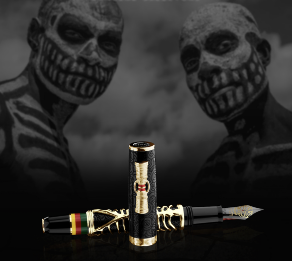 Delta Simbu Indigenous People Collection 2025 "Dancing Skeletons" Black and Vermeil Limited Edition Fountain Pen
